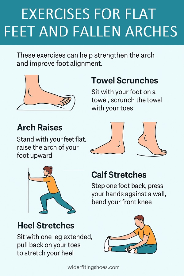 An Infographic of exercises to strengthen fallen arches
