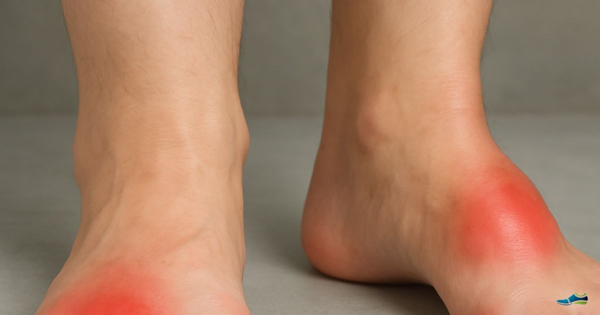 an inflamed pair of feet - foot bursitis symptoms