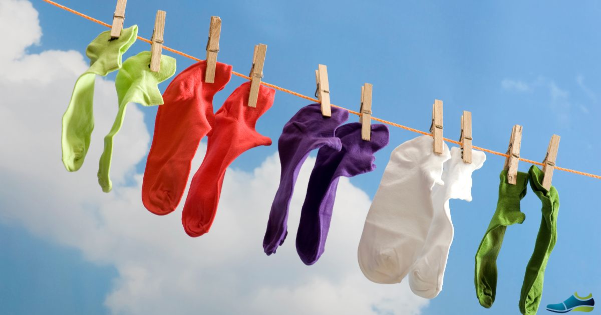 A row of socks for wide feet